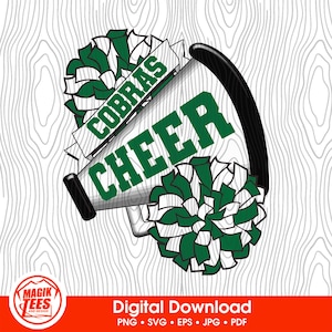 Cobra's Cheer School Spirit digitale download groen | Cheerleader Pride-logo | Megafoon pompon | PNG, SVG, EPS, pdf, jpeg