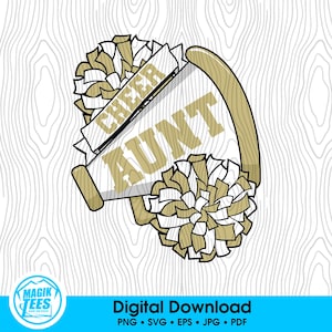 Cheer Aunt Vegas Gold | Proud Cheer Aunt | Cheer Auntie | Cheerleading Competition Gift | Digital Download | PNG, SVG, JPEG, pdf, eps