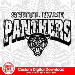 Mascotte Panthers School Spirit | Personaliseer met schoolnaam | Digitale download | PNG, SVG, JPEG, eps, pdf