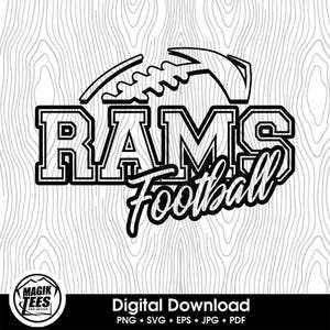 Rams Football School Spirit Digital Download | Football Team Pride Logo | PNG, SVG, JPEG, eps, pdf