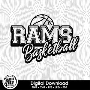 Rams Basketball School Spirit Digital Download | Basketball Team Pride Logo | PNG, SVG, JPEG, pdf, eps