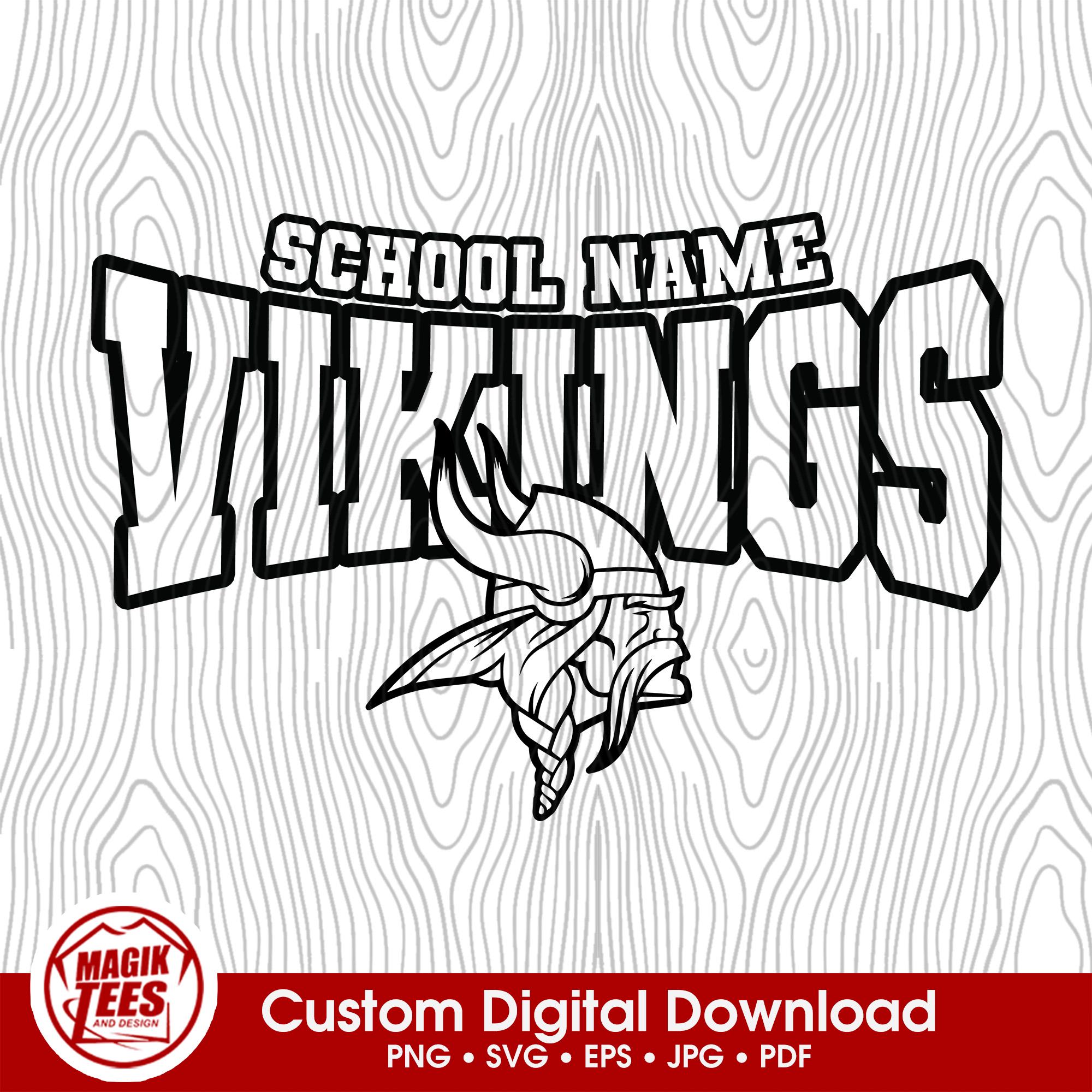 Vikings Mascot School Spirit Custom Digital Download | Personalize With School Name | PNG, SVG, JPEG, eps, pdf