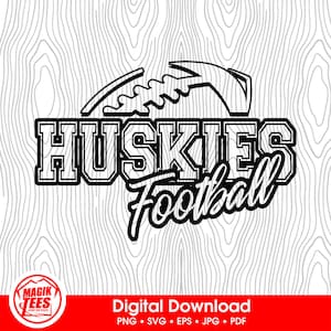 Téléchargement numérique Huskies Football School Spirit | Logo de fierté d'équipe de football | PNG, SVG, JPEG, EPS, pdf
