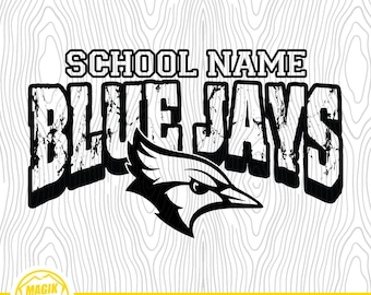 Blue Jays mascotte School Spirit aangepaste digitale download | Personaliseer met schoolnaam | PNG, SVG, JPEG, pdf, eps