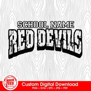 Mascota del espíritu escolar de los Red Devils / Personalizar con el nombre de la escuela / Descarga digital / PNG, SVG, JPEG, EPS, PDF