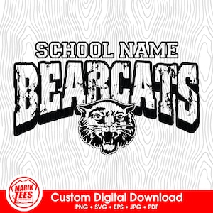 Bearcats School Spirit Maskottchen | Personalisieren Sie mit Schulname | Digitaler Download | PNG, SVG, JPG, Pdf, Eps
