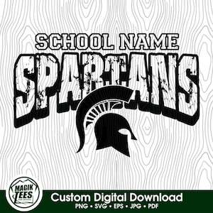 Spartans School Spirit Mascot | Personalize With School Name | Digital Download | PNG, SVG, JPEG, eps, pdf