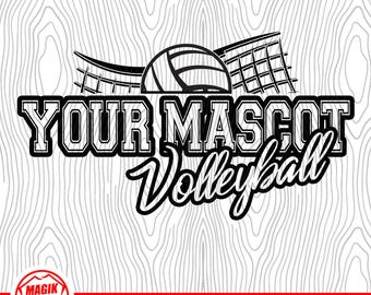 Volleyball Mascot | Personalize With School Mascot | School Spirit Digital Download | PNG, SVG, JPEG, eps, pdf