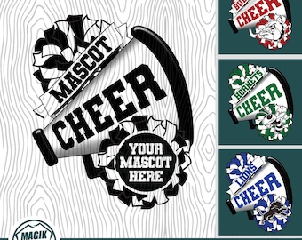 Custom Mascot Cheer School Spirit Digital Download | Customize With Mascot And School Colors | Cheerleading | PNG, SVG, JPEG, eps, pdf