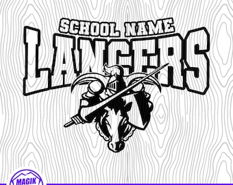 Lancers School Spirit-mascotte | Personaliseer met schoolnaam | Digitale download | PNG, SVG, JPG, pdf, eps