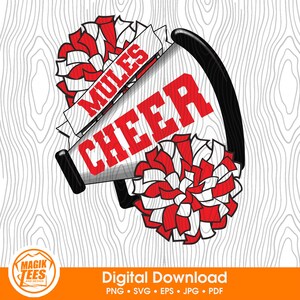 Pantoletten Cheer School Spirit Digital Download Rot | Cheerleader Pride Logo | Megaphon Pom Pom | PNG, SVG, JPEG, eps, pdf