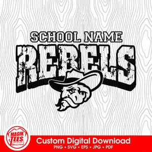 Rebellen Schule Geist Maskottchen | Personalisieren Sie mit Schulname | Digitaler Download | PNG, SVG, JPG, Pdf, Eps