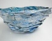 Papermache bowl Plastermache bowl Original Plaster-maché bowl Handmade mixed-media paper collage and plastermache bowl