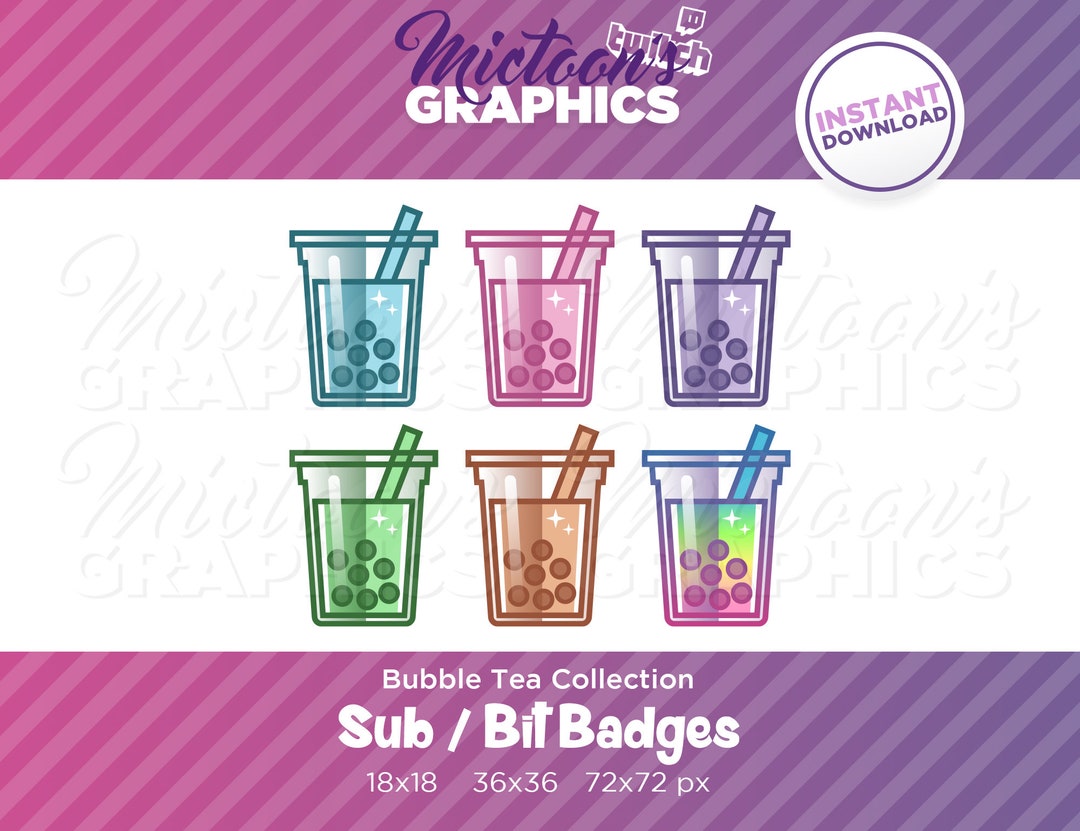 Twitch Bubble Tea Sub Badges / Bit Badges / Set / Collection / Streamer ...