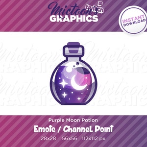 Twitch Moon Potion Emote / Channel Point / Streamer Graphics / Discord / Gamer / Kawaii / Carino / Estetico / Viola