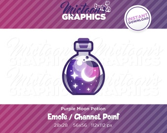 Twitch Moon Potion Emote / Channel Point / Streamer Graphics / Discord / Gamer / Kawaii / Cute / Aesthetic / Purple