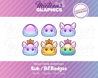 Twitch Slime Sub Badges / Bit Badges / Abonnent Abzeichen / Streamer Grafik / Monster / Ästhetik / Kawaii / Niedlich / Discord / Gamer