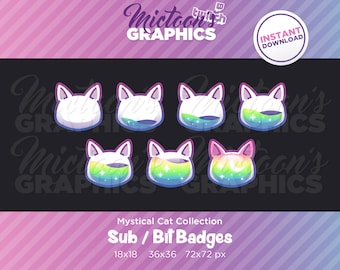 Twitch Kitty Cat Moon Sub / Cheer Bit Anstecker / Streamer Grafik / Discord / Gamer / Kawaii / Ästhetik
