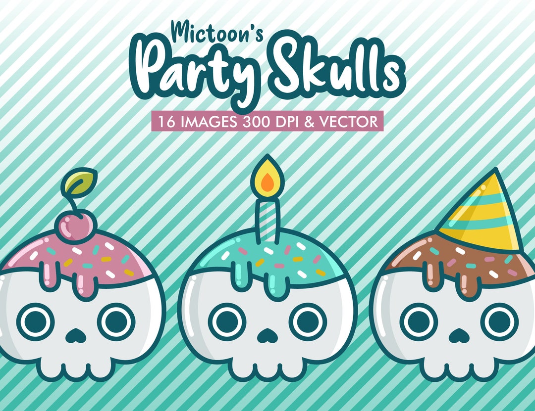 かわいいハッピーバースデースカルケーキクリップアート - かわいいスカルPNG - ベクターEPSハロウィーンパーティースカルデジタルイラスト -  即時ダウンロード - Etsy 日本, image size:1080x831