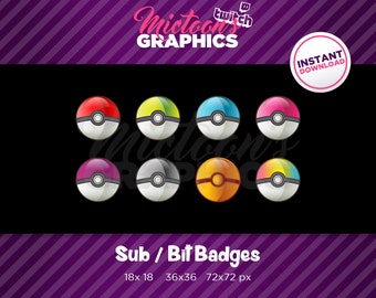 Twitch Pokeball Badges / Bit Badges