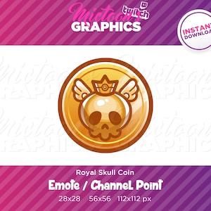 Twitch Skull Coin Emote  / Channel Point / Streamer Graphics / Discord / Gamer / Emblem / Wings / Royal Crown / Golden