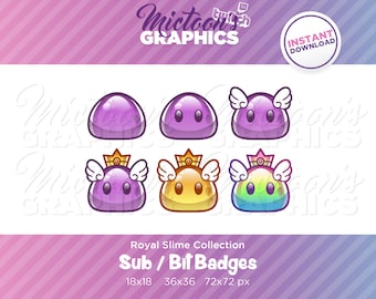 Twitch Slime Sub Badges / Bit Badges / Abonnent Abzeichen / Streamer Grafik / Monster / Ästhetik / Kawaii / Niedlich / Discord / Gamer