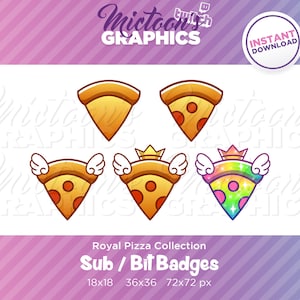 Twitch Pizza Sub Badges / Cheer Bit Badges / Streamer Graphics / Discord / Slice / Gamer