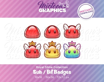 Twitch Slime Sub Badges / Bit Badges / Abonnent Abzeichen / Streamer Grafik / Monster / Ästhetik / Kawaii / Niedlich / Discord / Gamer