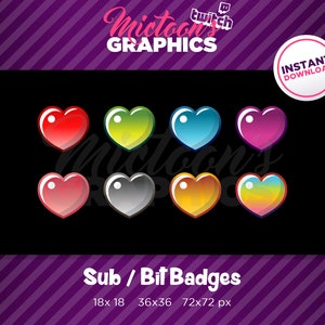 Twitch Heart Sub Badges / Bit Badges