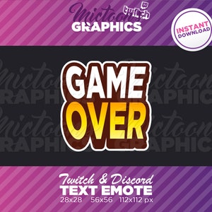 Twitch Game Over Emote / Text / Streamer Graphics / Discord / Gamer / Aesthetic