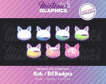 Twitch Kitty Cat Moon Sub / Cheer Bit Anstecker / Streamer Grafik / Discord / Gamer / Kawaii / Ästhetik