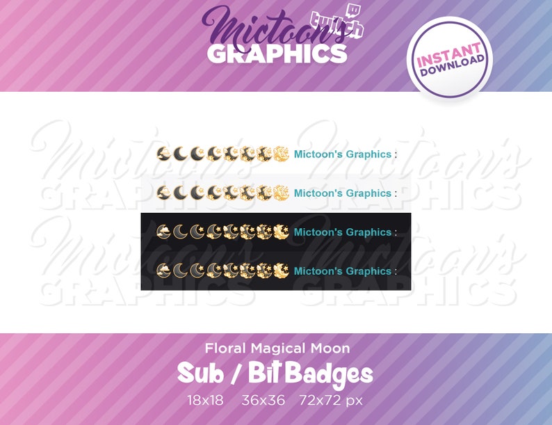 Twitch Moon Sub Badges / Bit Badges / Streamer Graphics / - Etsy