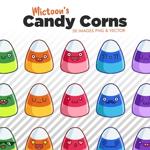 Kawaii Halloween Kawaii Candy Corn Clipart - PNG & EPS - Digital Instant download