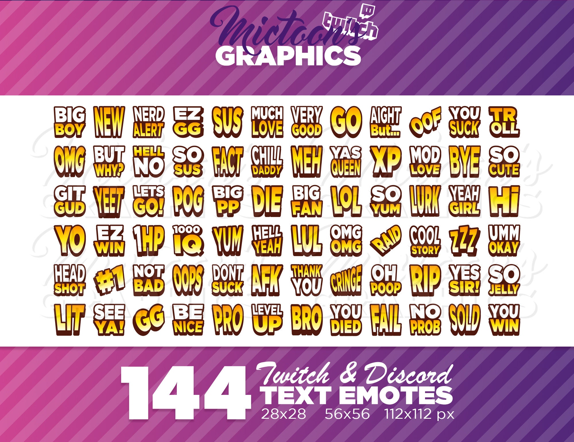 Alphabet Emotes 144 X Twitch Text Emotes / Mega Collection / Gold / Streamer Graphics ...