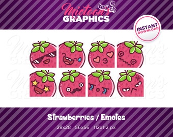 Twitch Kawaii Strawberry / Emote / Streamer Graphics / Discord