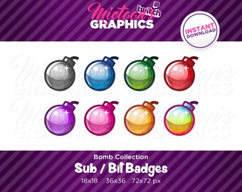 Twitch Bomb Collection / Sub Badges / Cheer Bit Badges / Subscriber badge / Streaming Graphics