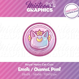 Twitch ムーン キャット コイン エモート / チャンネル ポイント / ストリーマー グラフィック / Discord / ゲーマー / かわいい / キティ
