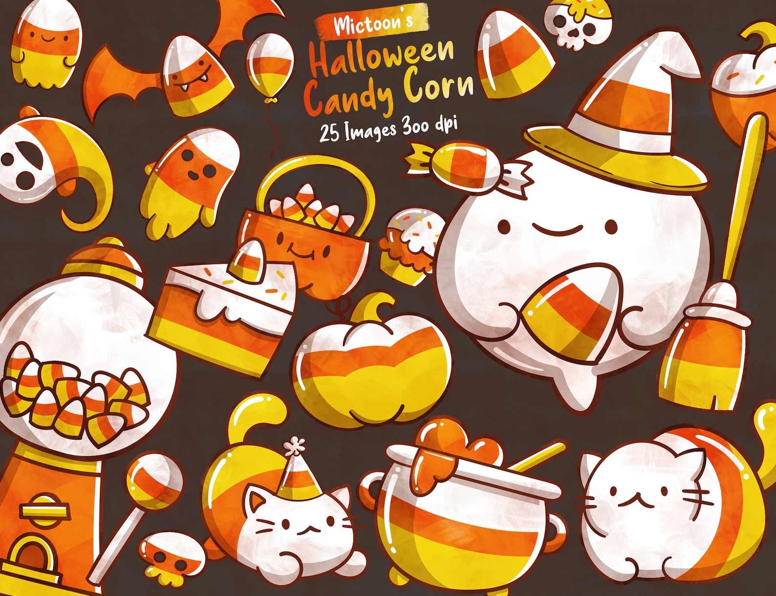 Halloween Candy Corn Party Clip Arts PNG Digital Instant | Etsy