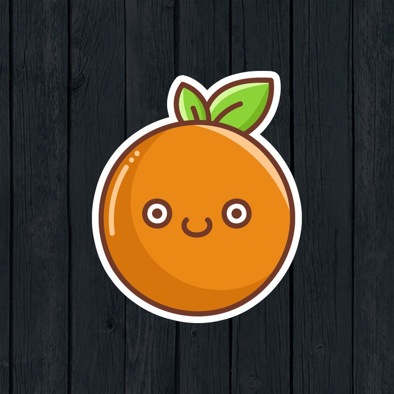 Kawaii Orange Fruit Vinyl Waterproof Sticker | Etsy