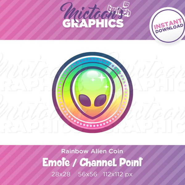 Twitch Alien Coin Emote / Channel Point / Streamer Graphics / Discord / Gamer / Rainbow / UFO