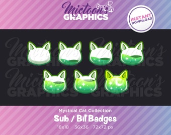 Twitch Kitty Cat Moon Sub / Cheer Bit Anstecker / Streamer Grafik / Discord / Gamer / Kawaii / Ästhetik