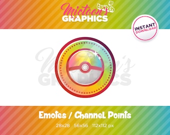 Twitch Rainbow Pokeball Coin Emote / Channel Point / Streamer Graphics