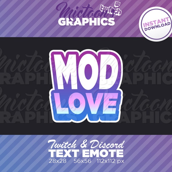 Twitch Mod Love Emote / Text / Streamer Graphics / Discord / Gamer / Aesthetic