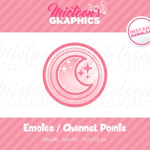 Twitch Pink Pastel Moon Coin Emote / Gaming Channel Point / Kawaii / Streamer Graphics / Discord / Gamer / Aesthetic
