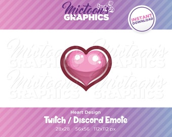 May include: A pink heart-shaped Twitch or Discord emote with a red outline. The emote is available in three sizes: 28x28 pixels, 56x56 pixels, and 112x112 pixels.
