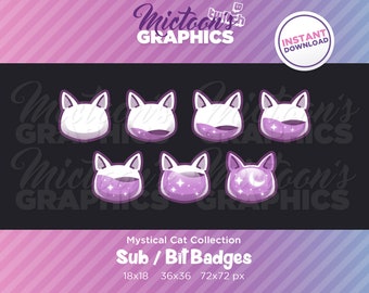 Twitch Kitty Cat Moon Sub / Cheer Bit Anstecker / Streamer Grafik / Discord / Gamer / Kawaii / Ästhetik