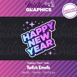 Twitch Szczęśliwego Nowego Roku / Emotikony / Tekst / Streamer Graphics / Discord / Gamer