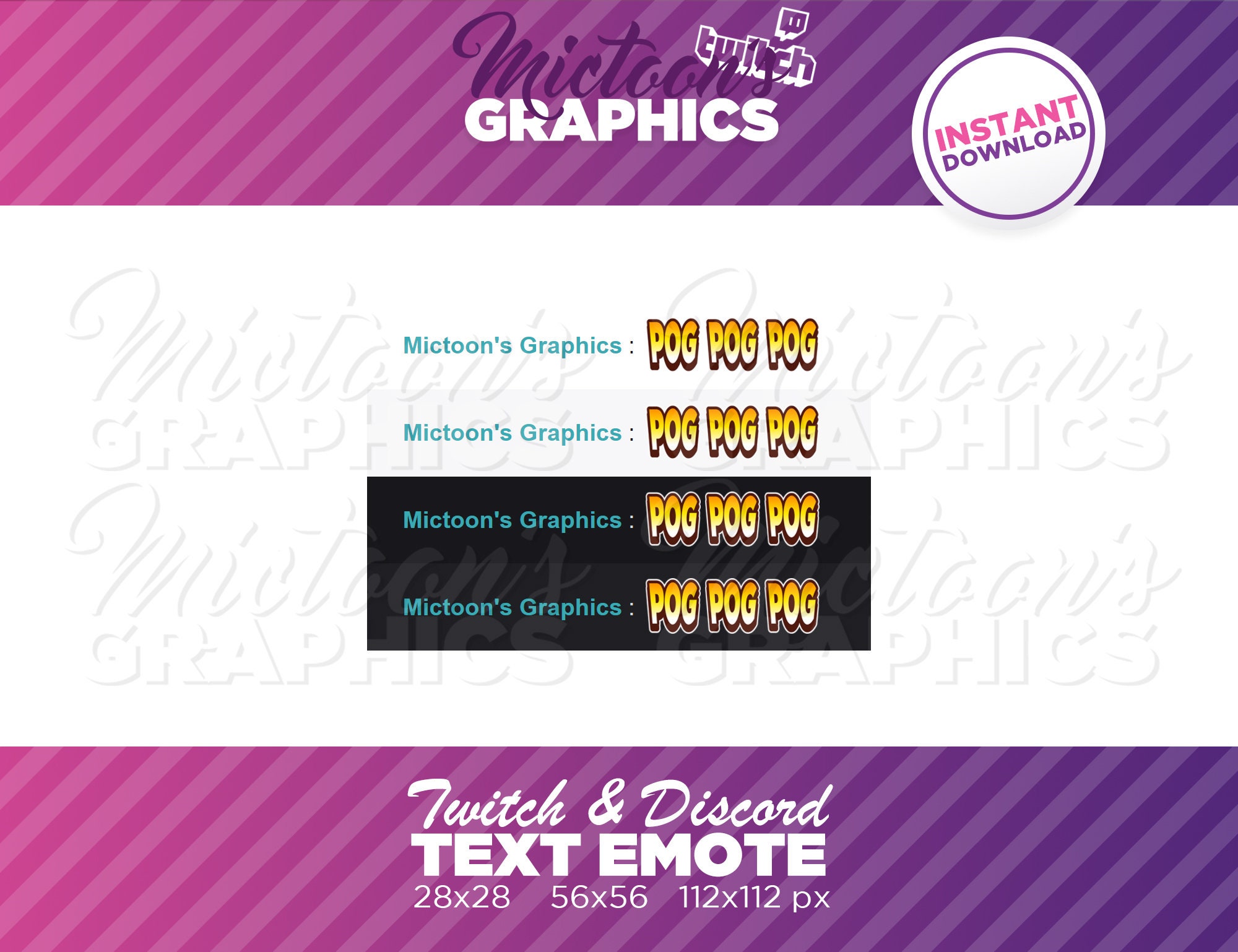 Text Pogs Twitch POG Emote / Text / Streamer Graphics / Discord / Gamer ...
