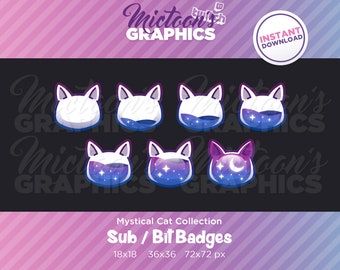Twitch Kitty Cat Moon Sub / Cheer Bit Anstecker / Streamer Grafik / Discord / Gamer / Kawaii / Ästhetik