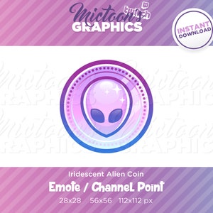 Twitch Alien Coin Emote / Channel Point / Streamer Graphics / Discord / Gamer /  Iridescent / UFO